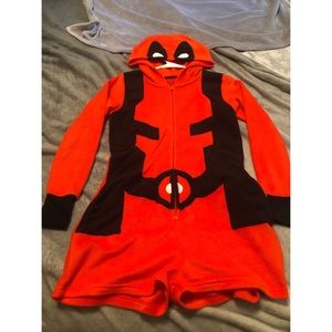 Fleece Deadpool Shorts Onsie (Gently Used)